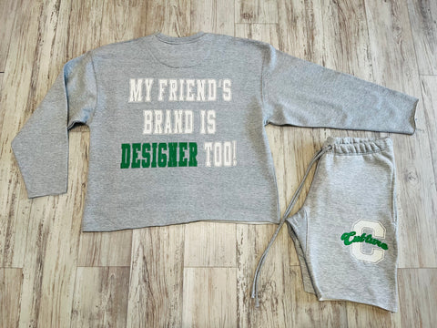 Heather Grey/Hunter Green “M.F.B.I.D.T” Raw Edge Sweatsuit