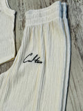 Cream Wide Leg Crinkle Set