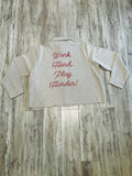 Sand Pinstripe Raw Edge Crop Button Down