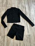 Black Premium Athleisure Jacket & High Waist Shorts