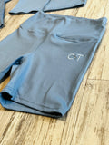 Baby Blue Premium Athleisure Jacket & High Waist Shorts