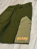 Olive Two Tone Raw Edge Carpenter Shorts