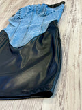 Denim/Vegan Leather Corset Mini Dress
