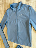 Baby Blue Premium Athleisure Jacket & High Waist Shorts