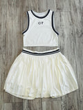 Natural/Navy Premium Athleisure Tank Top & Pleated Tennis Skirt