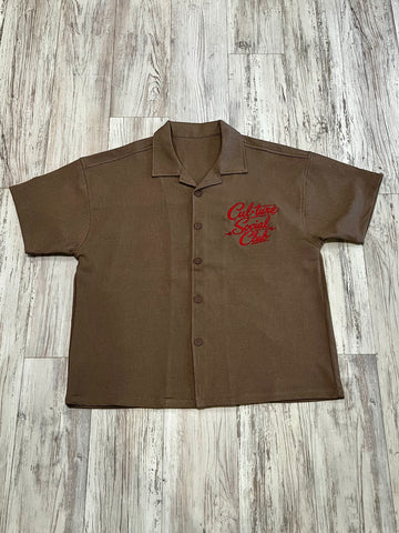 Mocha “Poker” Luxe Cuban Button Down