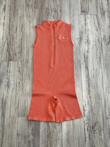 Peach Mineral Wash Zipped Romper