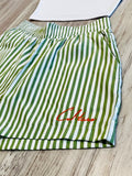 Green Striped Shorts & Ribbed Razorback Tank