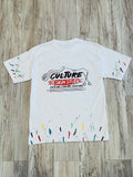 White “Cul•ture Studios” Painted Distressed Shirt