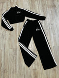 Black Zipped Stripe Tracksuit