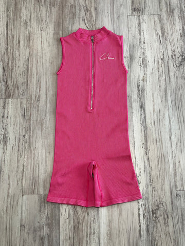 Hot Pink Mineral Wash Zipped Romper