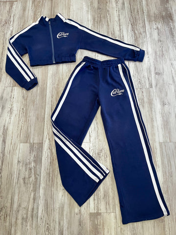 Navy Zipped Stripe Tracksuit
