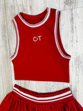 Ruby Red/Natural Premium Athleisure Tank Top & Pleated Tennis Skirt