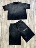 Black Vintage “Dirty Wash” Luxe Shirt & Shorts