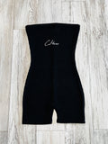 Black Ruffle Ribbed Romper
