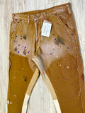 Khaki Vintage Wash “Paint Splatter” Carpenter Flare Pants