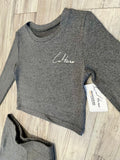 Grey Long Sleeve Crop & Flare Pants