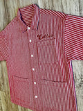 Red Striped Jacquard Short Sleeve Shacket & Shorts