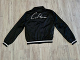 Black Satin Bomber Jacket