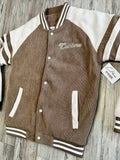Khaki/Natural Corduroy Varsity Bomber