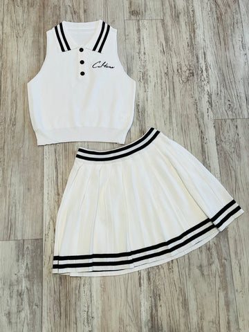 White Sleeveless Polo & Tennis Skirt