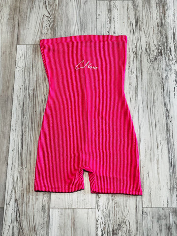 Hot Pink Ruffle Ribbed Romper