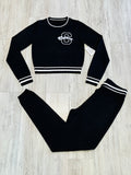 Black Varsity Knit Set(W)