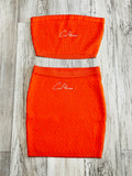 Orange Cable Knit Tube Top & Skirt