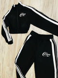 Black Zipped Stripe Tracksuit
