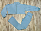 Baby Blue Bungee Jacket & Highwaist Flare Tracksuit