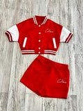Red Varsity Jacket & Shorts