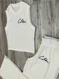 Cream Wide Leg Crinkle Set