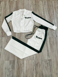 White/Hunter Green Pleated Premium Tracksuit(W)