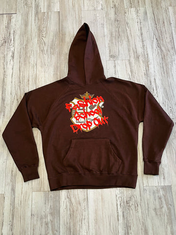 Brown “Fashion School Drop Out” Luxe 15oz. Hoodie