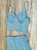 Light Wash Denim Corset & Shorts
