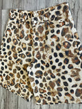 Tan Leopard Denim Jorts(W)