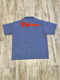 Light Blue Striped Denim Zipped Shirt