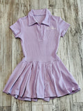 Lavender Ruffle Ribbed Mini Dress