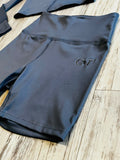 Slate Grey Premium Athleisure Jacket & High Waist Shorts