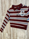 Chocolate/Carolina Blue Stripe Varsity Polo