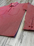 Red Pinstripe Quarter Zip Denim Work Shirt