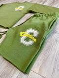 Olive/Mustard “M.F.B.I.D.T” Raw Edge Sweatsuit