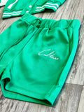 Kelly Green Varsity Jacket & Shorts