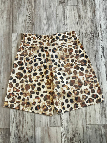 Tan Leopard Denim Jorts(W)