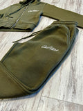 Olive Dual Zipped Hoodie Sweatsuit(W)