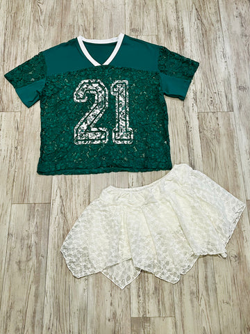 Green Lace “Golden Year” Jersey & Mini Skort