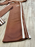 Mocha Zipped Stripe Tracksuit