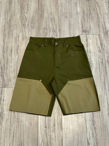 Olive Two Tone Raw Edge Carpenter Shorts
