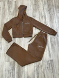 Mocha Dual Zipped Hoodie Sweatsuit(W)