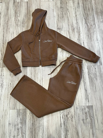 Mocha Dual Zipped Hoodie Sweatsuit(W)